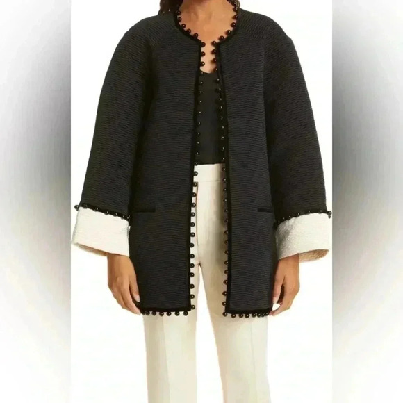 Tory Burch Jackets & Blazers - Tory Burch Beaded chevron-jacquard coat Size 10